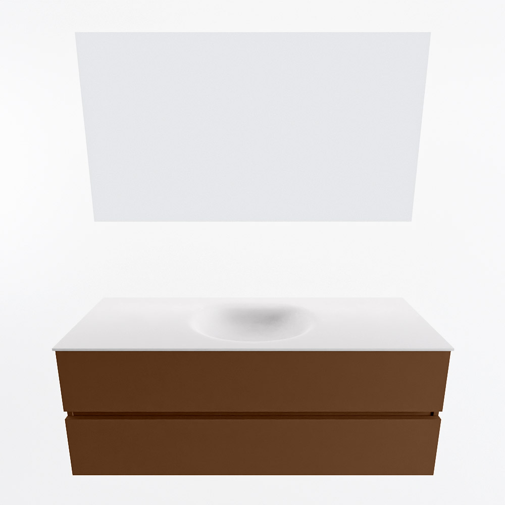 MONDIAZ VICA 130cm mueble de baño Rust 2 cajones. Lavabo MOON Centro 1 orificio color Talc con espejo LED. 4 MONDIAZ VICA 130cm mueble de baño Rust 2 cajones. Lavabo MOON Centro 1 orificio color Talc con espejo LED. - Imagen 5