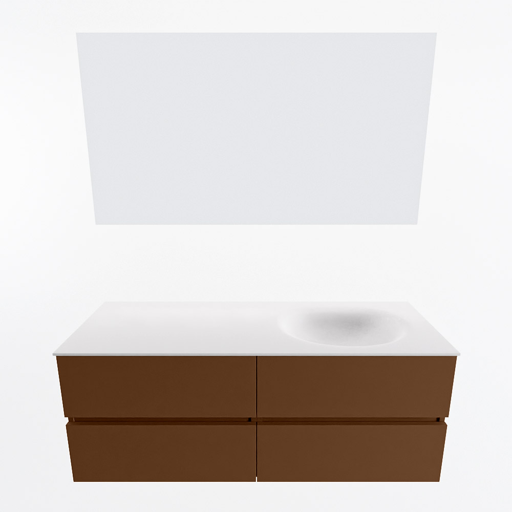 MONDIAZ VICA 130cm mueble de baño Rust 4 cajones. Lavabo MOON Derecho 1 orificio color Talc con espejo LED. 4 MONDIAZ VICA 130cm mueble de baño Rust 4 cajones. Lavabo MOON Derecho 1 orificio color Talc con espejo LED. - Imagen 5