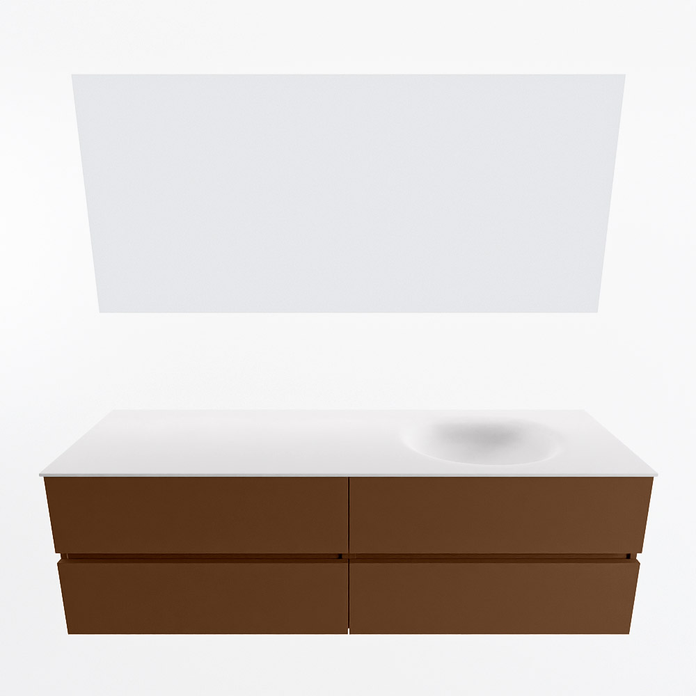 MONDIAZ VICA 160cm mueble de baño Rust 4 cajones. Lavabo MOON Derecho sin orificio color Talc con espejo LED. 5 MONDIAZ VICA 160cm mueble de baño Rust 4 cajones. Lavabo MOON Derecho sin orificio color Talc con espejo LED. - Imagen 5