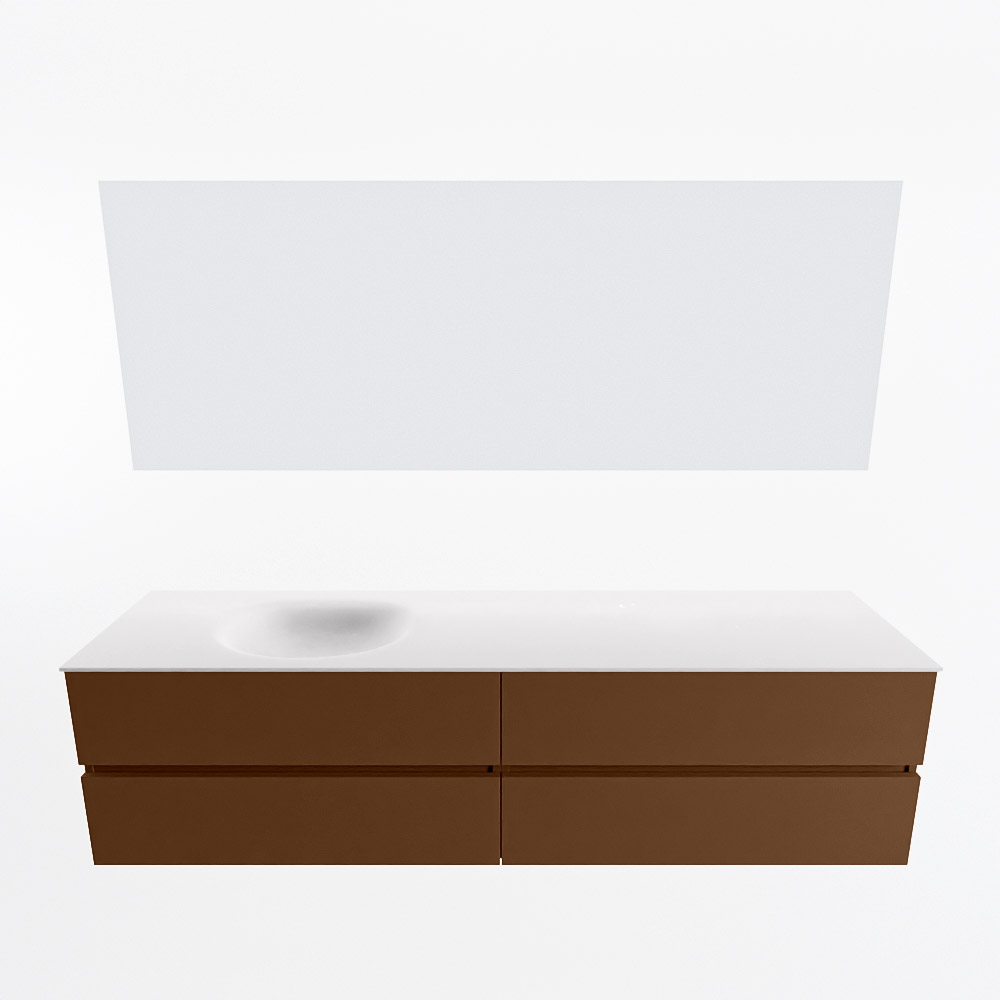 MONDIAZ VICA 190cm mueble de baño Rust 4 cajones. Lavabo MOON Izquierda sin orificio color Talc con espejo LED. 5 MONDIAZ VICA 190cm mueble de baño Rust 4 cajones. Lavabo MOON Izquierda sin orificio color Talc con espejo LED. - Imagen 5