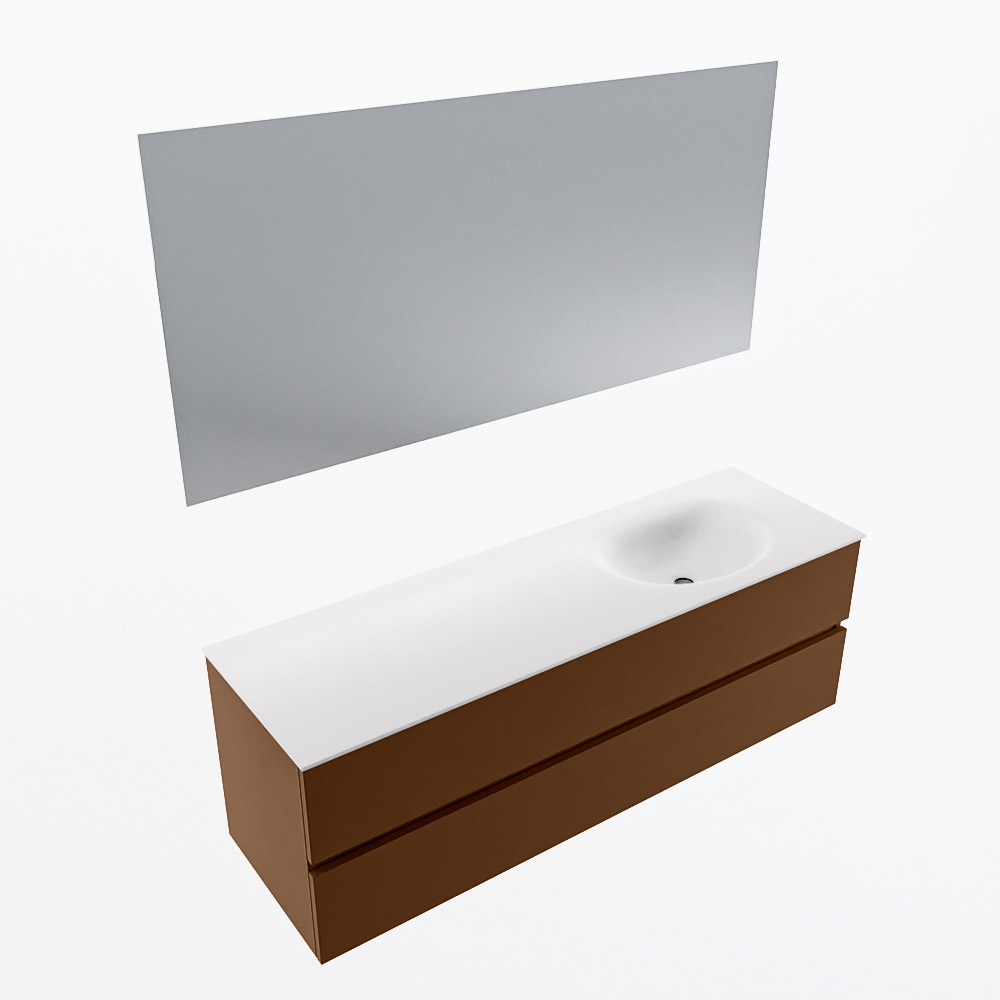MONDIAZ VICA 150cm mueble de baño Rust 2 cajones. Lavabo MOON Derecho sin orificio color Talc con espejo LED. 6 MONDIAZ VICA 150cm mueble de baño Rust 2 cajones. Lavabo MOON Derecho sin orificio color Talc con espejo LED. - Imagen 6