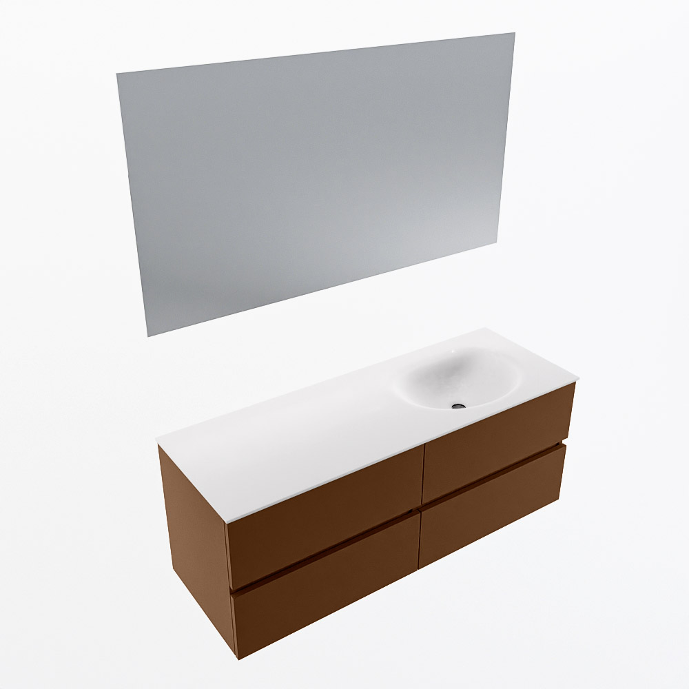 MONDIAZ VICA 130cm mueble de baño Rust 4 cajones. Lavabo MOON Derecho 1 orificio color Talc con espejo LED. 5 MONDIAZ VICA 130cm mueble de baño Rust 4 cajones. Lavabo MOON Derecho 1 orificio color Talc con espejo LED. - Imagen 6