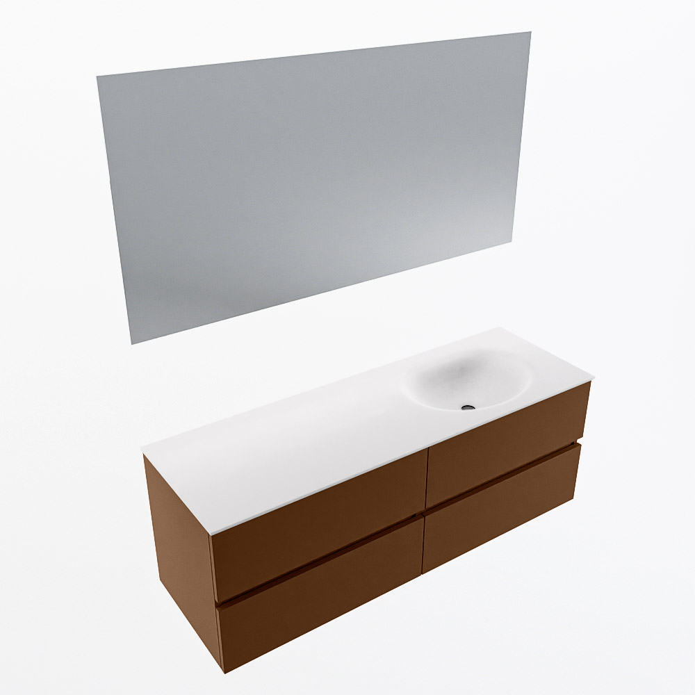 MONDIAZ VICA 140cm mueble de baño Rust 4 cajones. Lavabo MOON Derecho sin orificio color Talc con espejo LED. 5 MONDIAZ VICA 140cm mueble de baño Rust 4 cajones. Lavabo MOON Derecho sin orificio color Talc con espejo LED. - Imagen 6