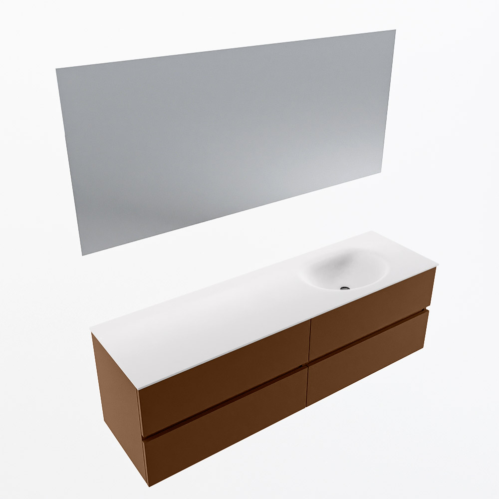 MONDIAZ VICA 160cm mueble de baño Rust 4 cajones. Lavabo MOON Derecho sin orificio color Talc con espejo LED. 6 MONDIAZ VICA 160cm mueble de baño Rust 4 cajones. Lavabo MOON Derecho sin orificio color Talc con espejo LED. - Imagen 6