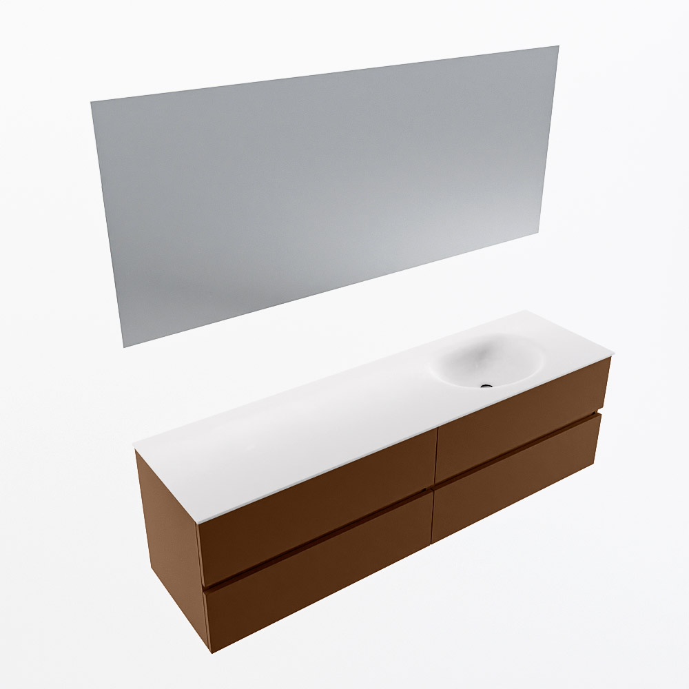 MONDIAZ VICA 170cm mueble de baño Rust 4 cajones. Lavabo MOON Derecho 1 orificio color Talc con espejo LED. 6 MONDIAZ VICA 170cm mueble de baño Rust 4 cajones. Lavabo MOON Derecho 1 orificio color Talc con espejo LED. - Imagen 6