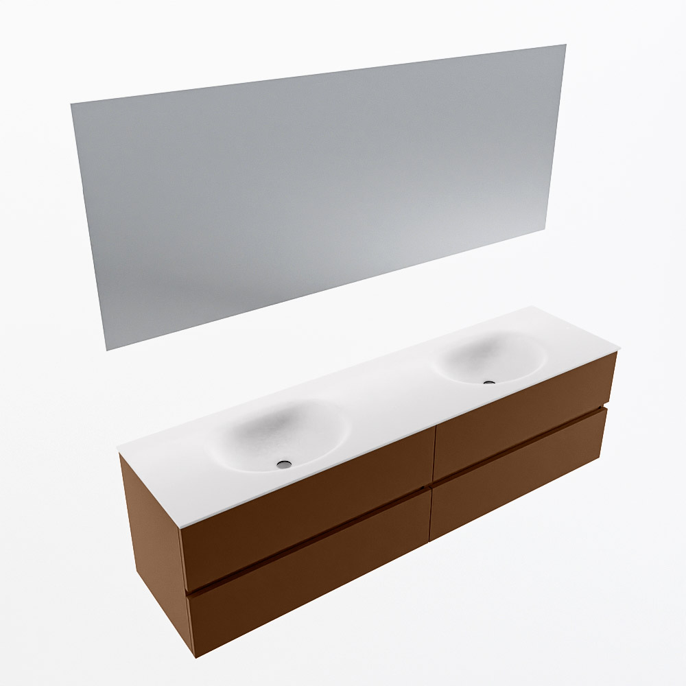 MONDIAZ VICA 180cm mueble de baño Rust 4 cajones. Lavabo MOON Doble 2 orificios color Talc con espejo LED. 6 MONDIAZ VICA 180cm mueble de baño Rust 4 cajones. Lavabo MOON Doble 2 orificios color Talc con espejo LED. - Imagen 6