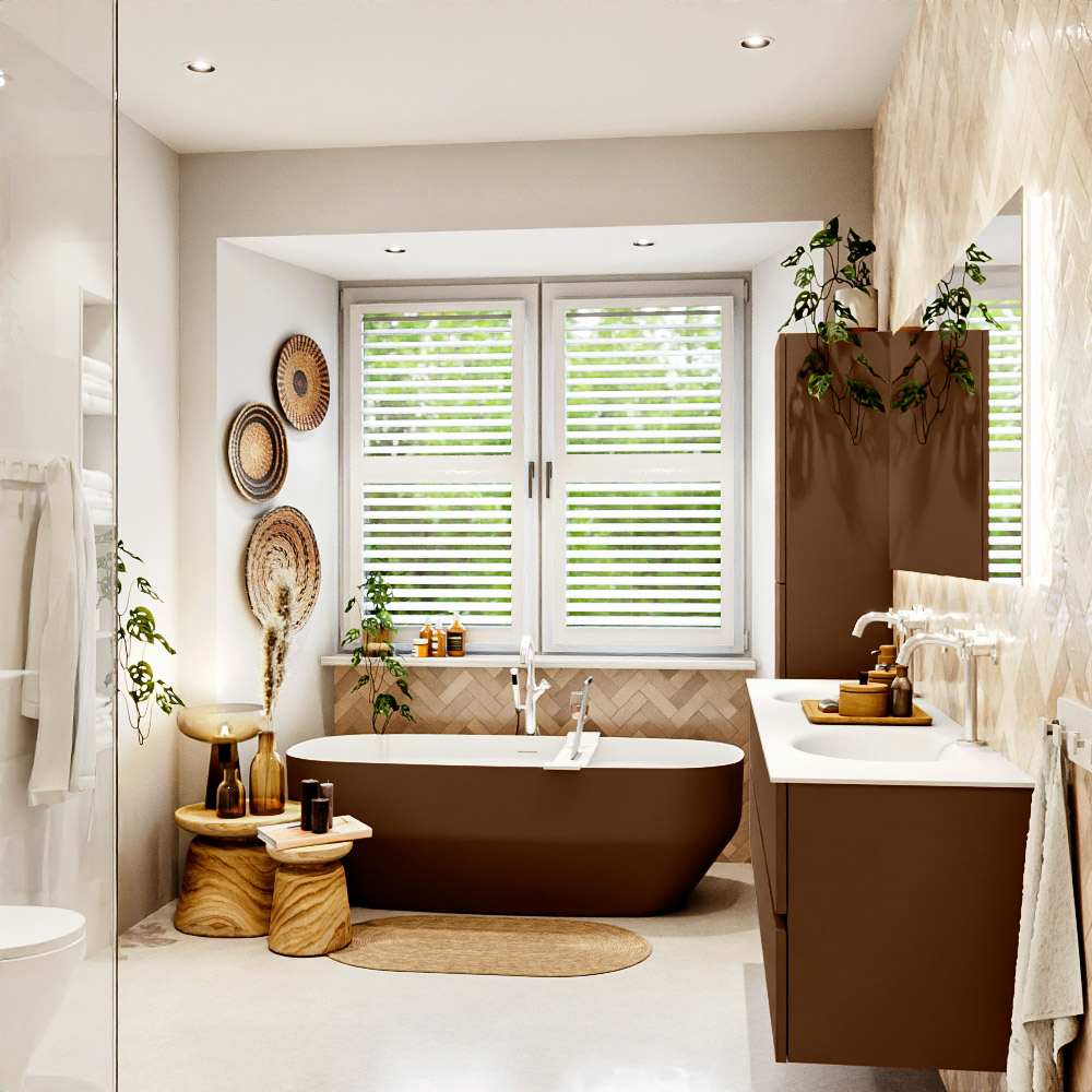 MONDIAZ VICA 180cm mueble de baño Rust 4 cajones. Lavabo MOON Doble 2 orificios color Talc con espejo LED. 3 MONDIAZ VICA 180cm mueble de baño Rust 4 cajones. Lavabo MOON Doble 2 orificios color Talc con espejo LED. - Imagen 3