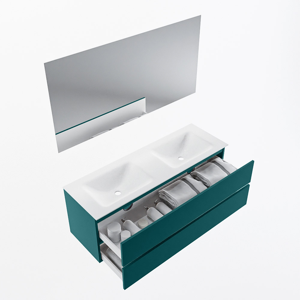 MONDIAZ VICA 140cm mueble de baño Smag 2 cajones. Lavabo CLOUD Doble sin orificio color Talc con espejo LED. 6 MONDIAZ VICA 140cm mueble de baño Smag 2 cajones. Lavabo CLOUD Doble sin orificio color Talc con espejo LED. - Imagen 7