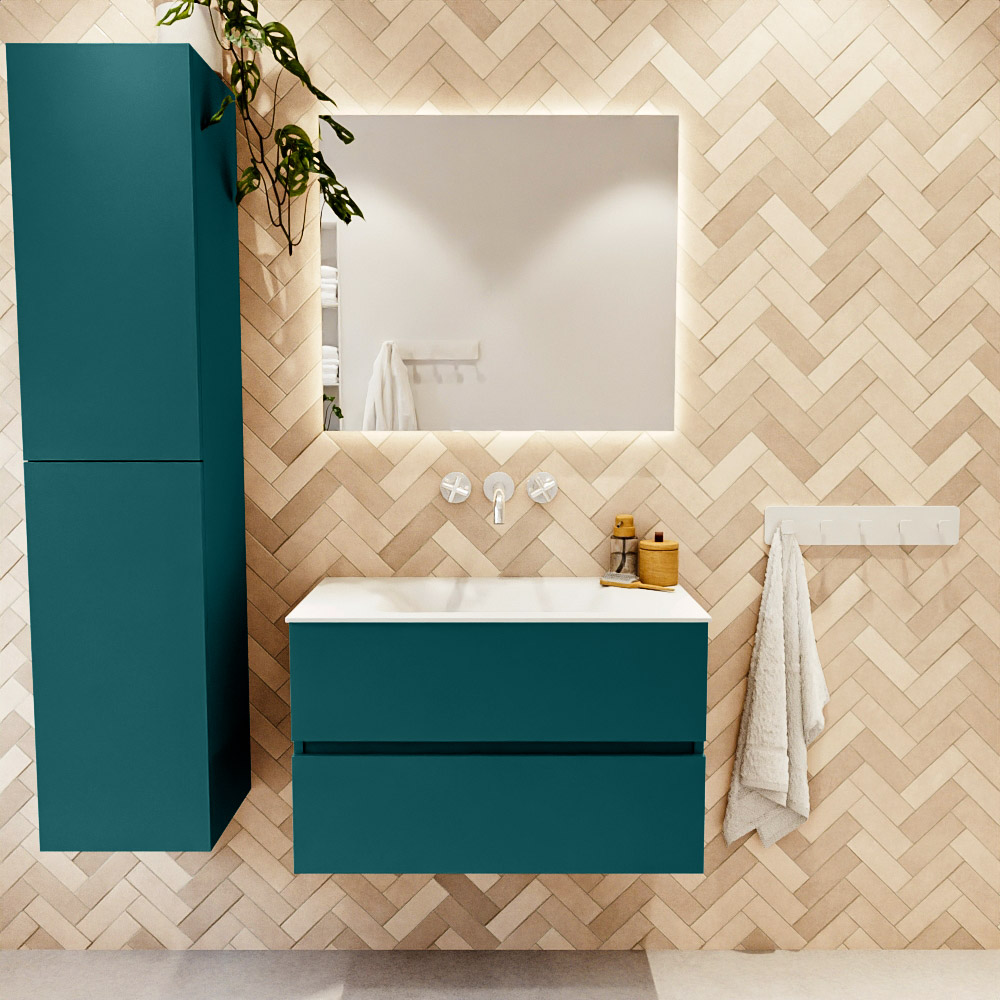 MONDIAZ VICA 80cm mueble de baño Smag 2 cajones. Lavabo CLOUD Centro sin orificio color Talc con espejo LED. 2 MONDIAZ VICA 80cm mueble de baño Smag 2 cajones. Lavabo CLOUD Centro sin orificio color Talc con espejo LED. - Imagen 2