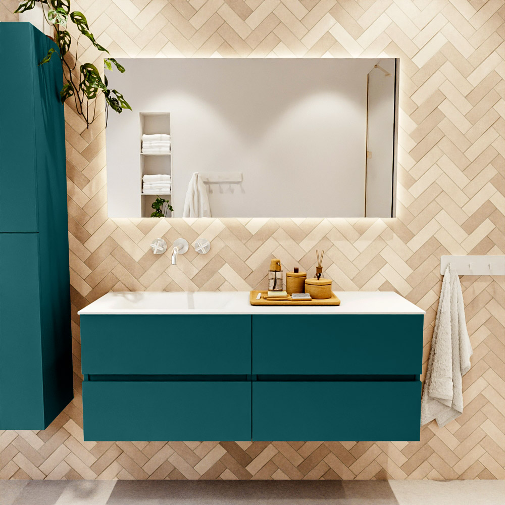MONDIAZ VICA 130cm mueble de baño Smag 4 cajones. Lavabo CLOUD Izquierda sin orificio color Talc con espejo LED. 2 MONDIAZ VICA 130cm mueble de baño Smag 4 cajones. Lavabo CLOUD Izquierda sin orificio color Talc con espejo LED. - Imagen 2