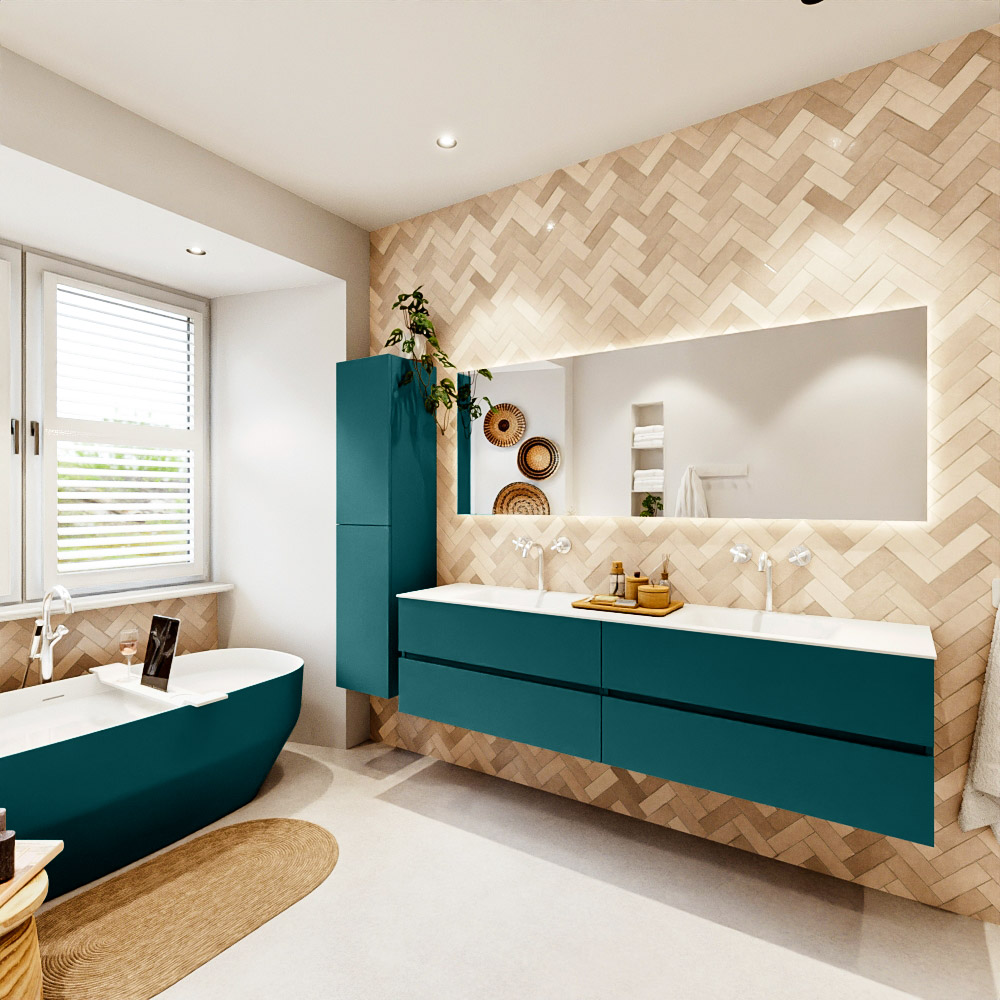 MONDIAZ VICA 190cm mueble de baño Smag 4 cajones. Lavabo CLOUD Doble 2 orificios color Talc con espejo LED. 4 MONDIAZ VICA 190cm mueble de baño Smag 4 cajones. Lavabo CLOUD Doble 2 orificios color Talc con espejo LED. - Imagen 4
