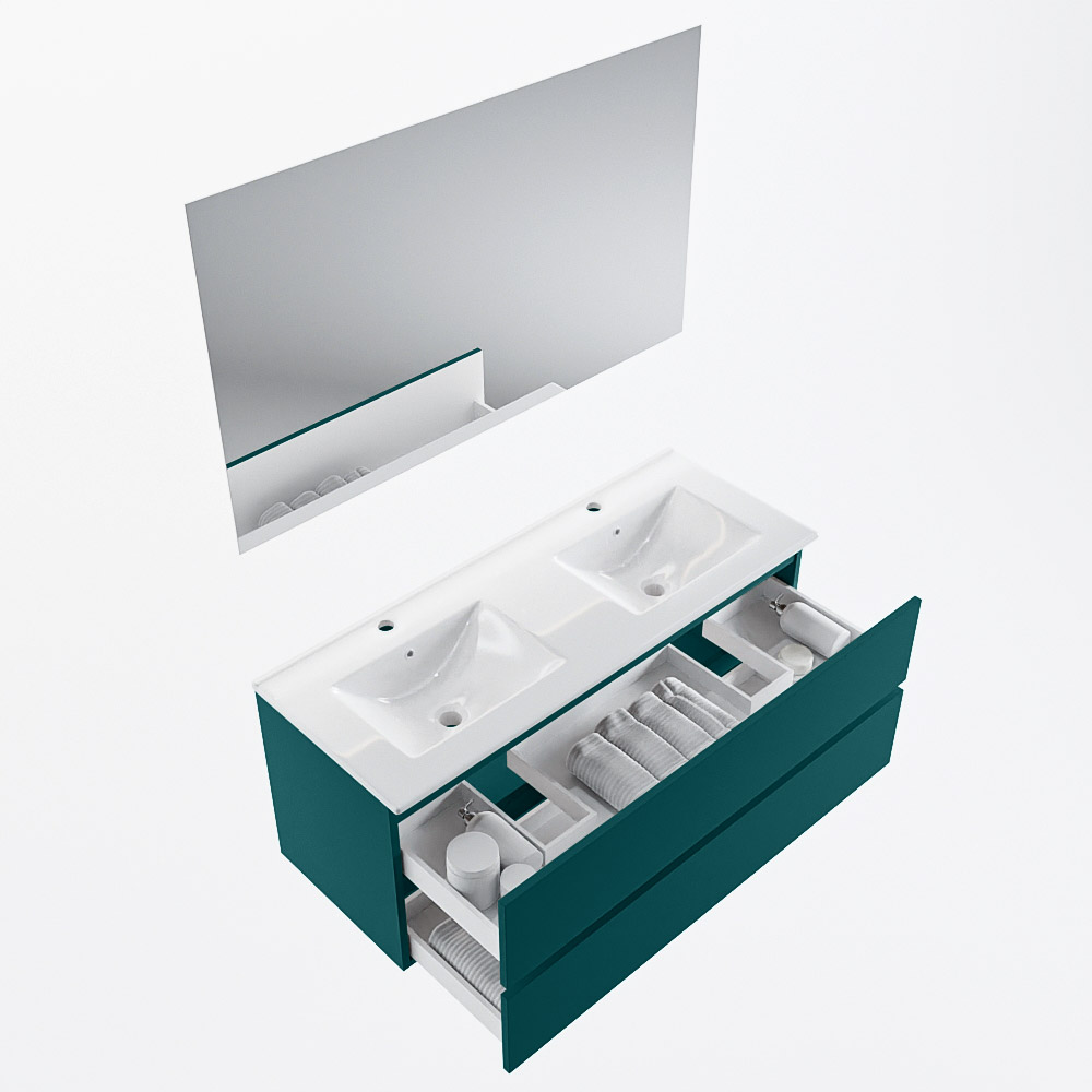 MONDIAZ VICA 120cm mueble de baño Smag 2 cajones. Lavabo DENIA Doble 2 orificios color Blanco brillo con espejo LED. 7 MONDIAZ VICA 120cm mueble de baño Smag 2 cajones. Lavabo DENIA Doble 2 orificios color Blanco brillo con espejo LED. - Imagen 7