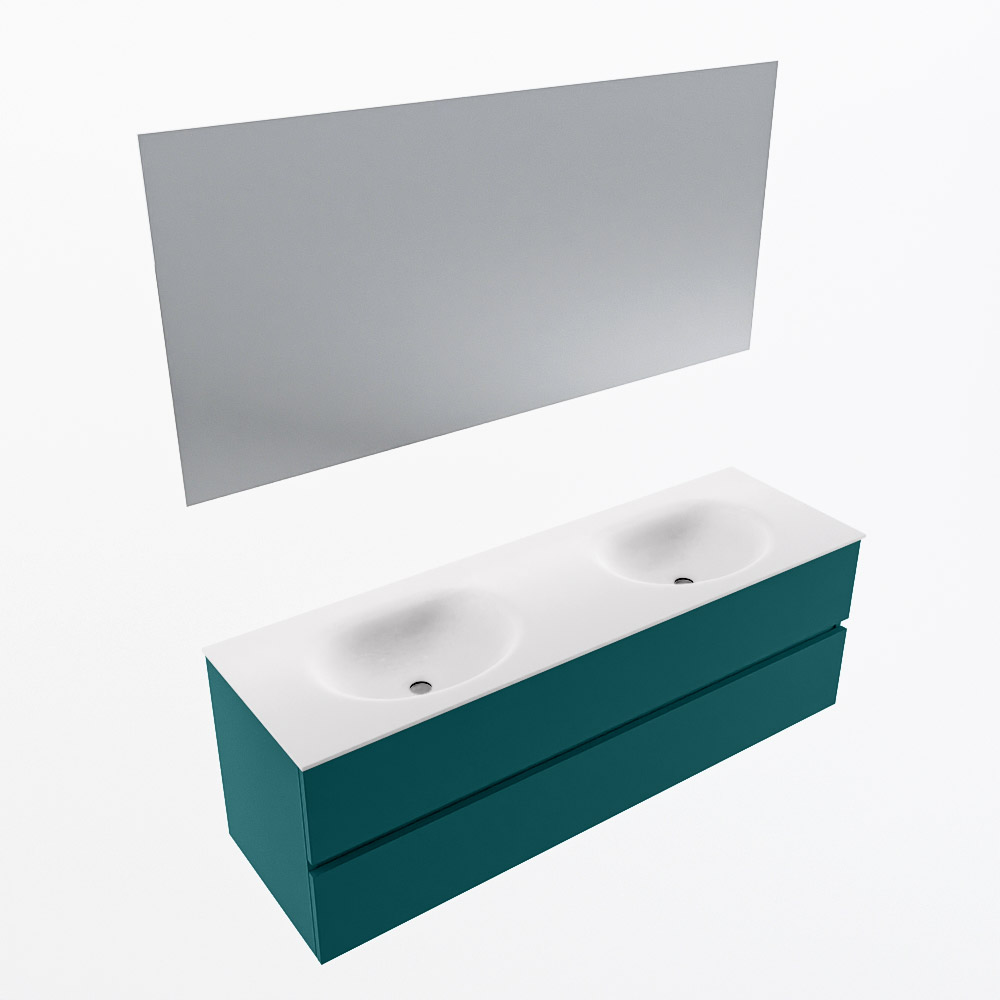 MONDIAZ VICA 150cm mueble de baño Smag 2 cajones. Lavabo MOON Doble sin orificio color Talc con espejo LED. 6 MONDIAZ VICA 150cm mueble de baño Smag 2 cajones. Lavabo MOON Doble sin orificio color Talc con espejo LED. - Imagen 6