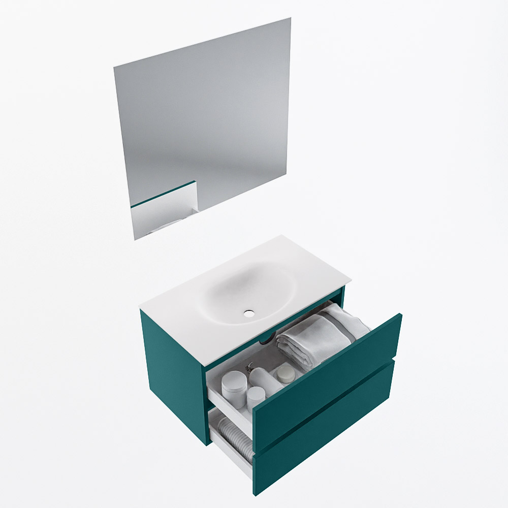 MONDIAZ VICA 80cm mueble de baño Smag 2 cajones. Lavabo MOON Centro sin orificio color Talc con espejo LED. 7 MONDIAZ VICA 80cm mueble de baño Smag 2 cajones. Lavabo MOON Centro sin orificio color Talc con espejo LED. - Imagen 7
