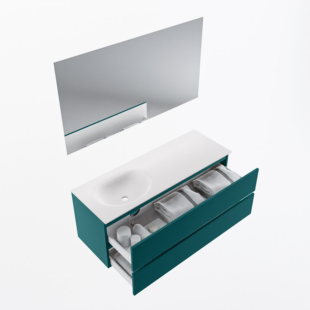 MONDIAZ VICA 130cm mueble de baño Smag 2 cajones. Lavabo MOON Izquierda 1 orificio color Talc con espejo LED. 6 MONDIAZ VICA 130cm mueble de baño Smag 2 cajones. Lavabo MOON Izquierda 1 orificio color Talc con espejo LED. - Imagen 7
