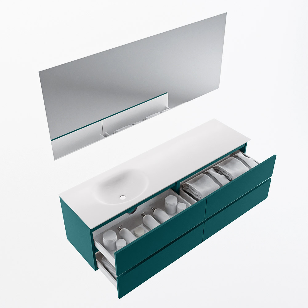 MONDIAZ VICA 170cm mueble de baño Smag 4 cajones. Lavabo MOON Izquierda sin orificio color Talc con espejo LED. 7 MONDIAZ VICA 170cm mueble de baño Smag 4 cajones. Lavabo MOON Izquierda sin orificio color Talc con espejo LED. - Imagen 7