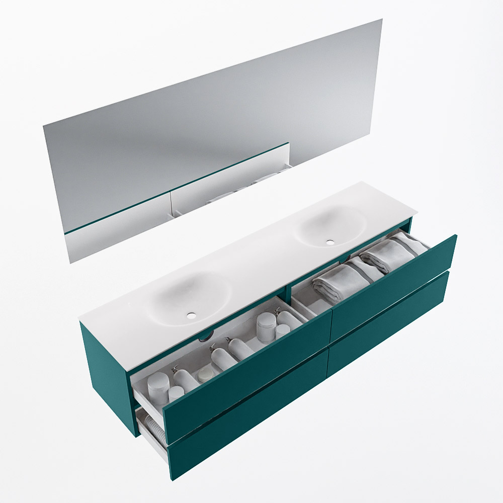 MONDIAZ VICA 200cm mueble de baño Smag 4 cajones. Lavabo MOON Doble sin orificio color Talc con espejo LED. 7 MONDIAZ VICA 200cm mueble de baño Smag 4 cajones. Lavabo MOON Doble sin orificio color Talc con espejo LED. - Imagen 7