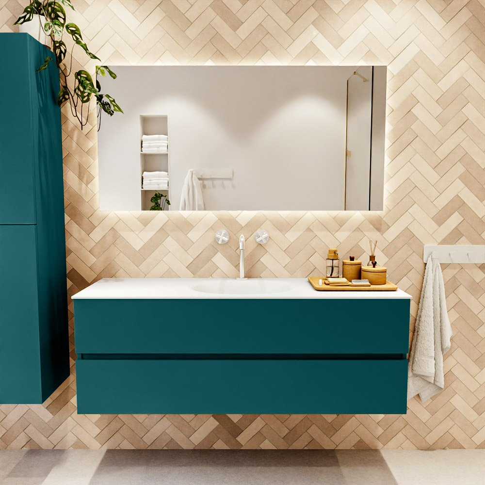 MONDIAZ VICA 140cm mueble de baño Smag 2 cajones. Lavabo MOON Centro 1 orificio color Talc con espejo LED. 2 MONDIAZ VICA 140cm mueble de baño Smag 2 cajones. Lavabo MOON Centro 1 orificio color Talc con espejo LED. - Imagen 2