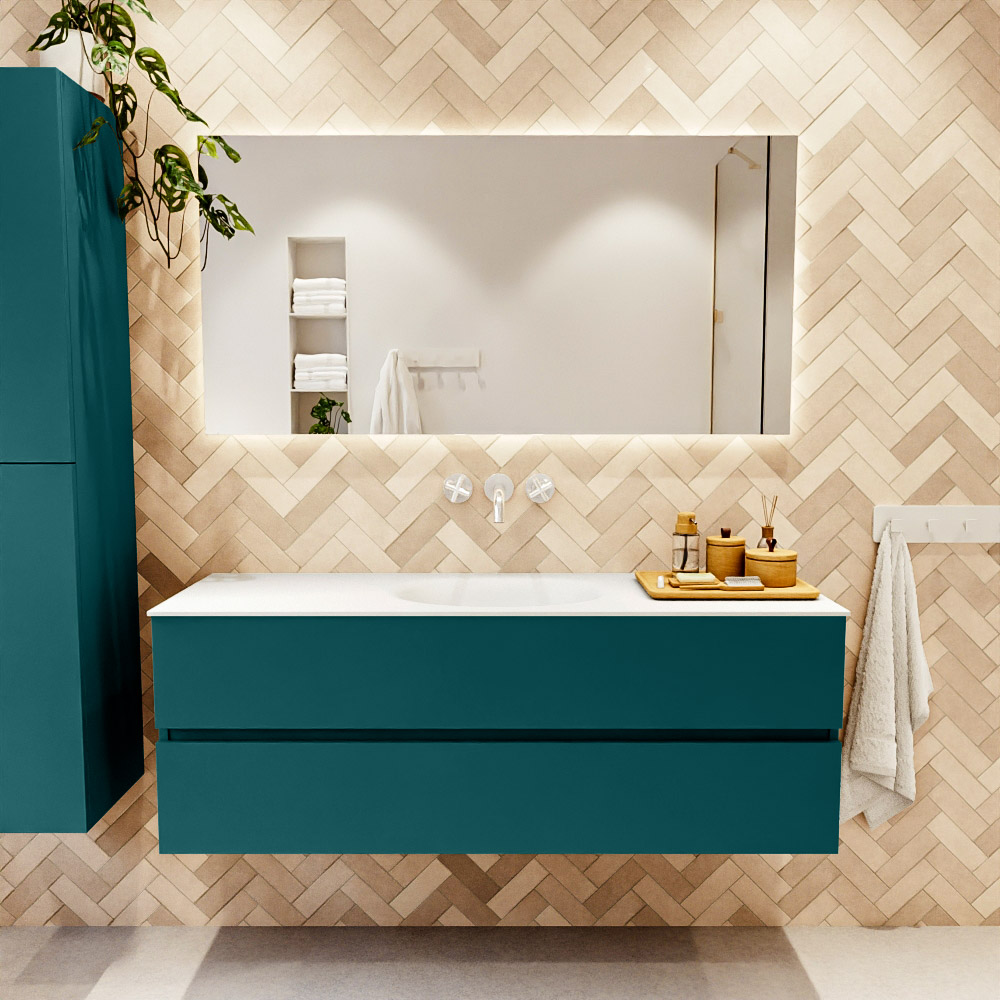 MONDIAZ VICA 140cm mueble de baño Smag 2 cajones. Lavabo MOON Centro sin orificio color Talc con espejo LED. 2 MONDIAZ VICA 140cm mueble de baño Smag 2 cajones. Lavabo MOON Centro sin orificio color Talc con espejo LED. - Imagen 2