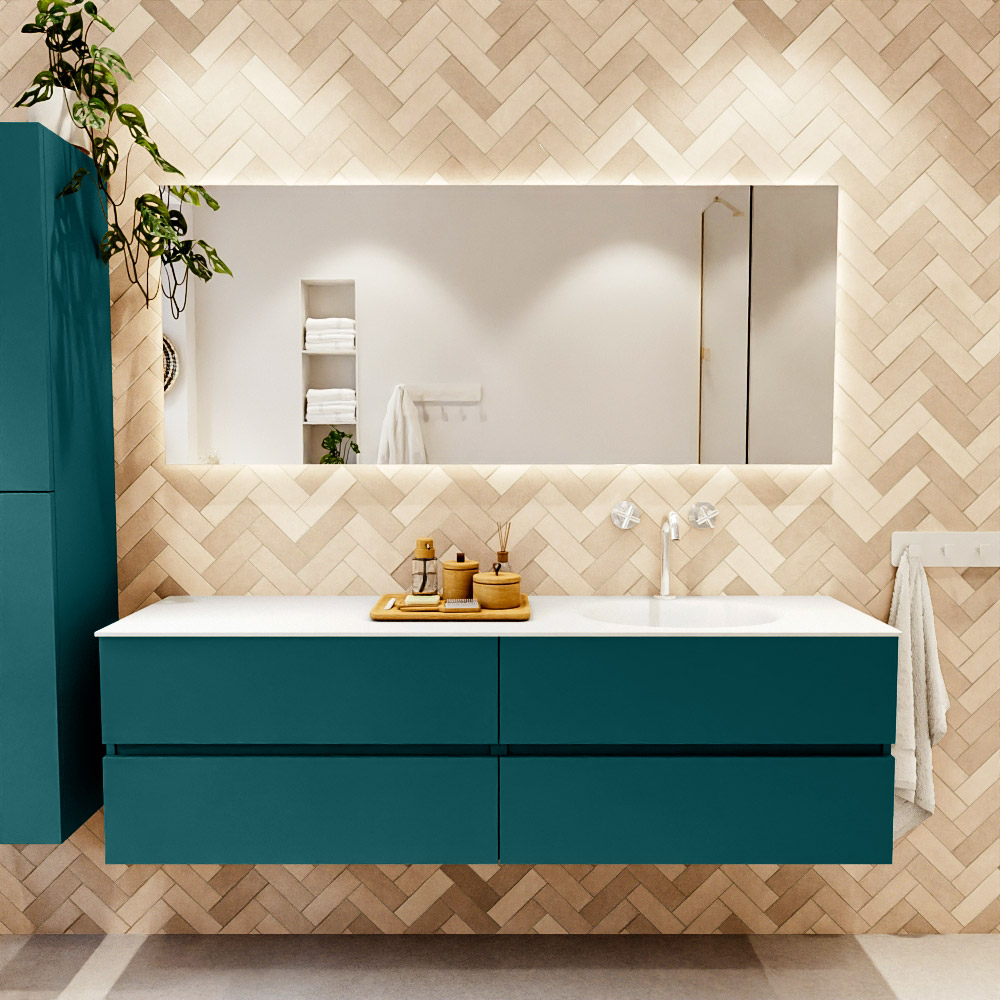 MONDIAZ VICA 170cm mueble de baño Smag 4 cajones. Lavabo MOON Derecho 1 orificio color Talc con espejo LED. 2 MONDIAZ VICA 170cm mueble de baño Smag 4 cajones. Lavabo MOON Derecho 1 orificio color Talc con espejo LED. - Imagen 2
