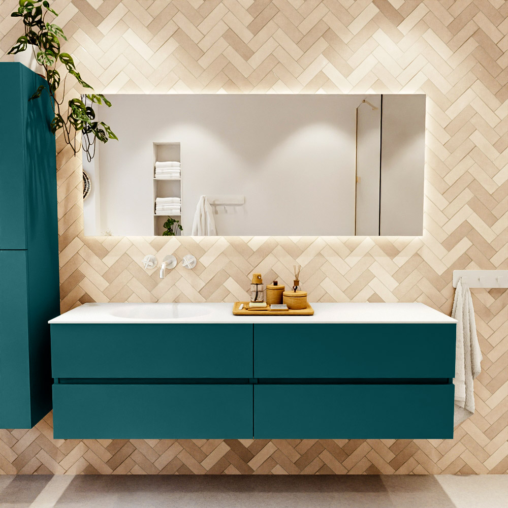 MONDIAZ VICA 170cm mueble de baño Smag 4 cajones. Lavabo MOON Izquierda sin orificio color Talc con espejo LED. 2 MONDIAZ VICA 170cm mueble de baño Smag 4 cajones. Lavabo MOON Izquierda sin orificio color Talc con espejo LED. - Imagen 2