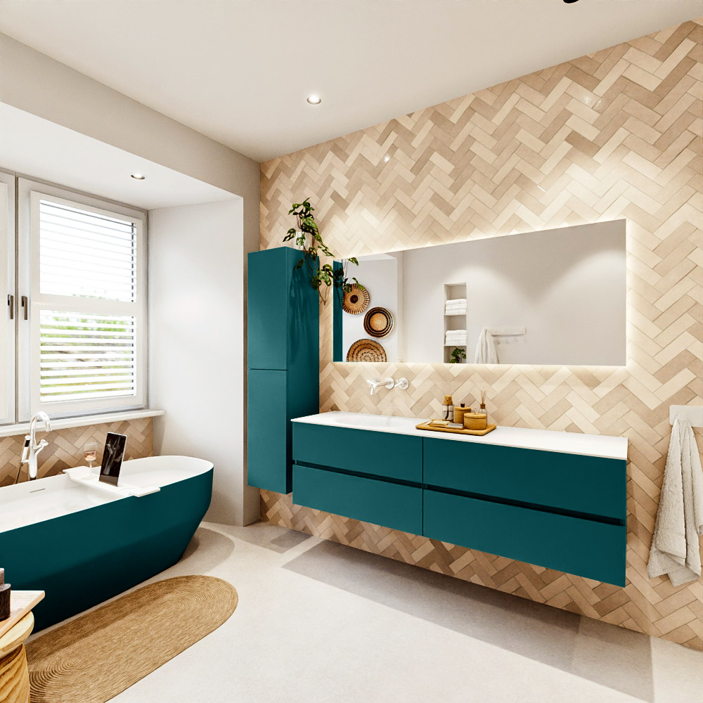 MONDIAZ VICA 170cm mueble de baño Smag 4 cajones. Lavabo MOON Izquierda sin orificio color Talc con espejo LED. 4 MONDIAZ VICA 170cm mueble de baño Smag 4 cajones. Lavabo MOON Izquierda sin orificio color Talc con espejo LED. - Imagen 4