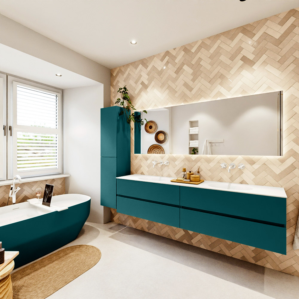 MONDIAZ VICA 200cm mueble de baño Smag 4 cajones. Lavabo MOON Doble sin orificio color Talc con espejo LED. 4 MONDIAZ VICA 200cm mueble de baño Smag 4 cajones. Lavabo MOON Doble sin orificio color Talc con espejo LED. - Imagen 4