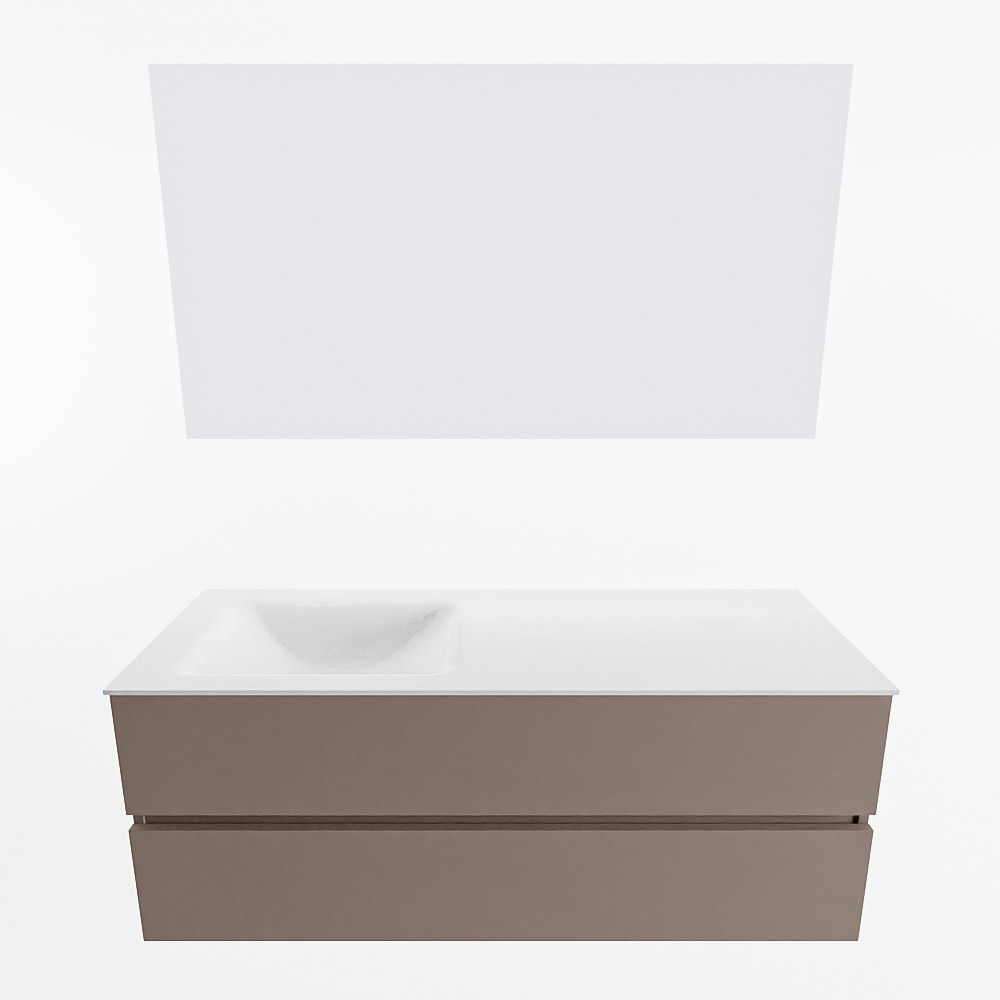 MONDIAZ VICA 130cm mueble de baño Smoke 2 cajones. Lavabo CLOUD Izquierda 1 orificio color Talc con espejo LED. 4 MONDIAZ VICA 130cm mueble de baño Smoke 2 cajones. Lavabo CLOUD Izquierda 1 orificio color Talc con espejo LED. - Imagen 5