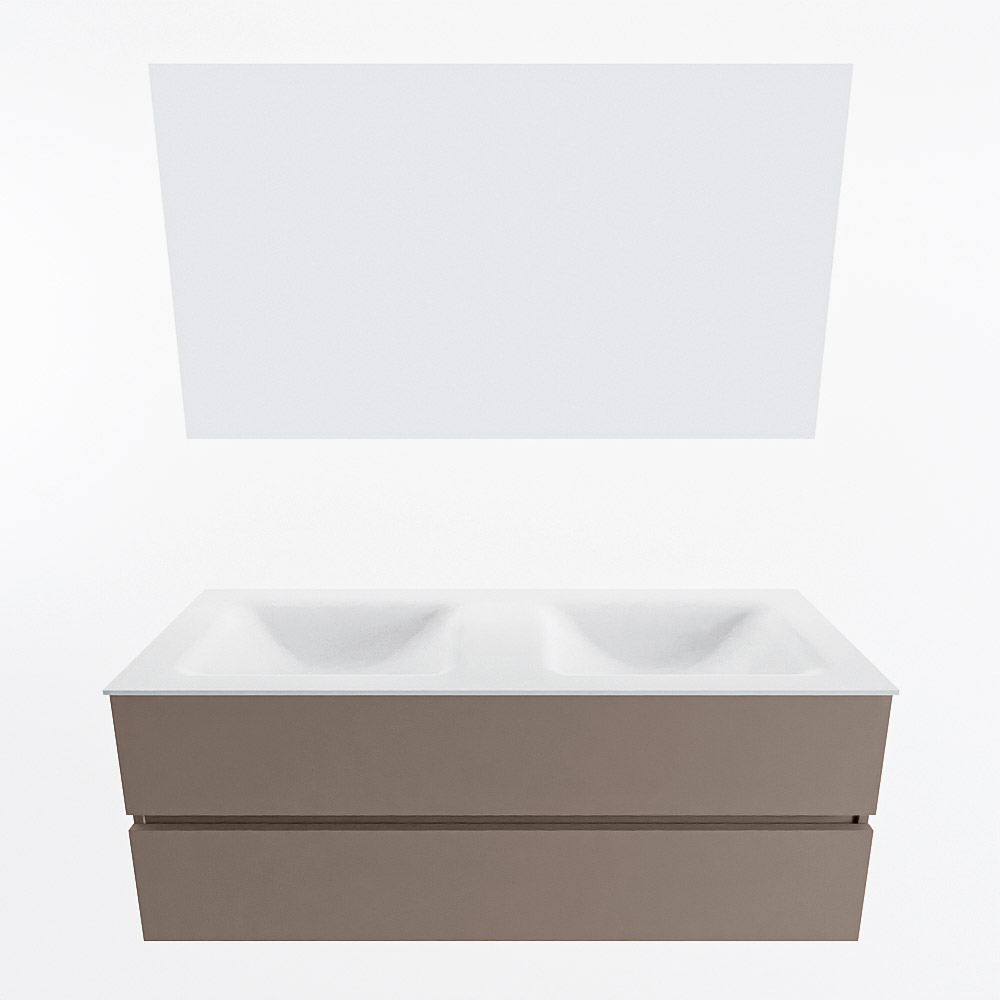 MONDIAZ VICA 130cm mueble de baño Smoke 2 cajones. Lavabo CLOUD Doble 2 orificios color Talc con espejo LED. 4 MONDIAZ VICA 130cm mueble de baño Smoke 2 cajones. Lavabo CLOUD Doble 2 orificios color Talc con espejo LED. - Imagen 5