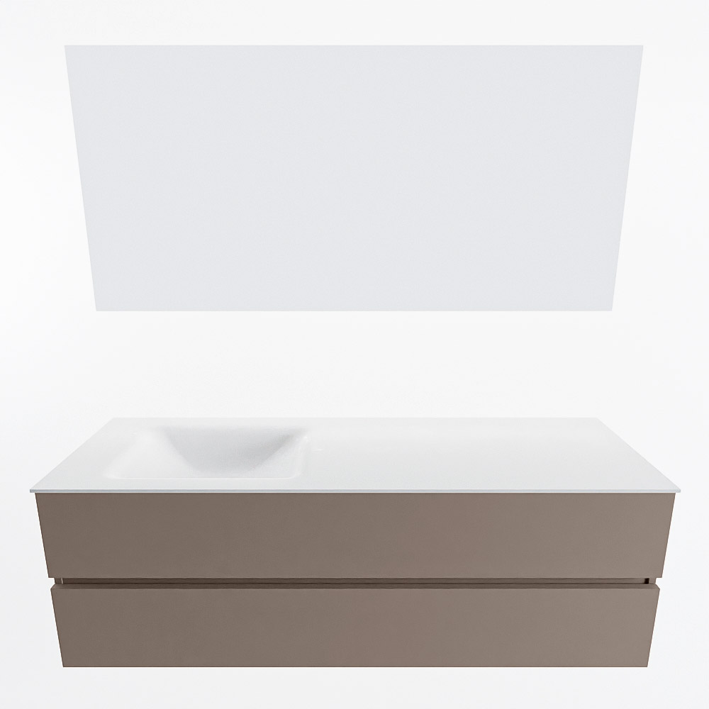 MONDIAZ VICA 150cm mueble de baño Smoke 2 cajones. Lavabo CLOUD Izquierda sin orificio color Talc con espejo LED. 5 MONDIAZ VICA 150cm mueble de baño Smoke 2 cajones. Lavabo CLOUD Izquierda sin orificio color Talc con espejo LED. - Imagen 5