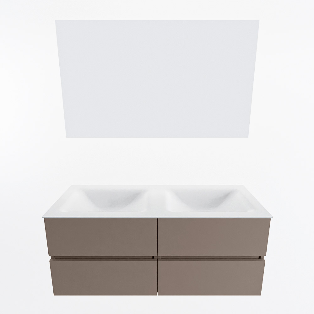 MONDIAZ VICA 120cm mueble de baño Smoke 4 cajones. Lavabo CLOUD Doble 2 orificios color Talc con espejo LED. 5 MONDIAZ VICA 120cm mueble de baño Smoke 4 cajones. Lavabo CLOUD Doble 2 orificios color Talc con espejo LED. - Imagen 5