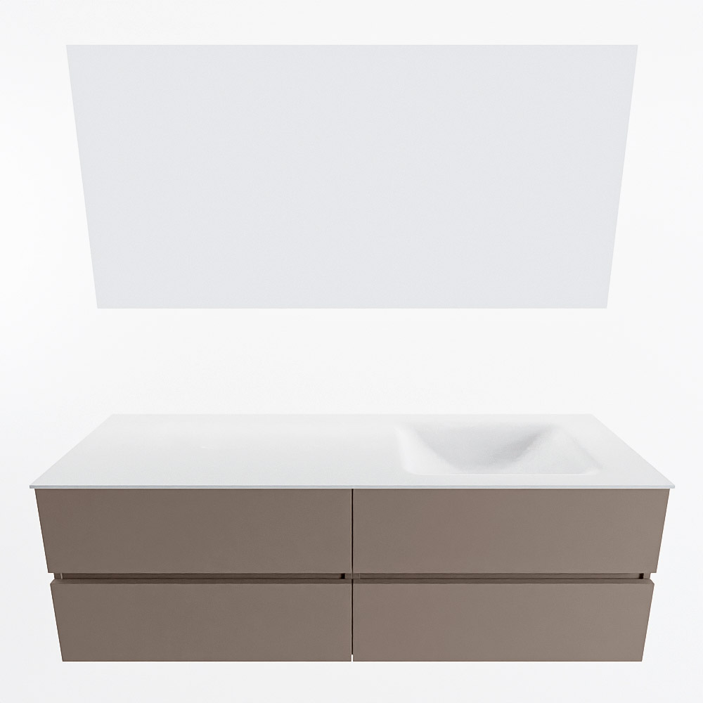 MONDIAZ VICA 150cm mueble de baño Smoke 4 cajones. Lavabo CLOUD Derecho sin orificio color Talc con espejo LED. 5 MONDIAZ VICA 150cm mueble de baño Smoke 4 cajones. Lavabo CLOUD Derecho sin orificio color Talc con espejo LED. - Imagen 5
