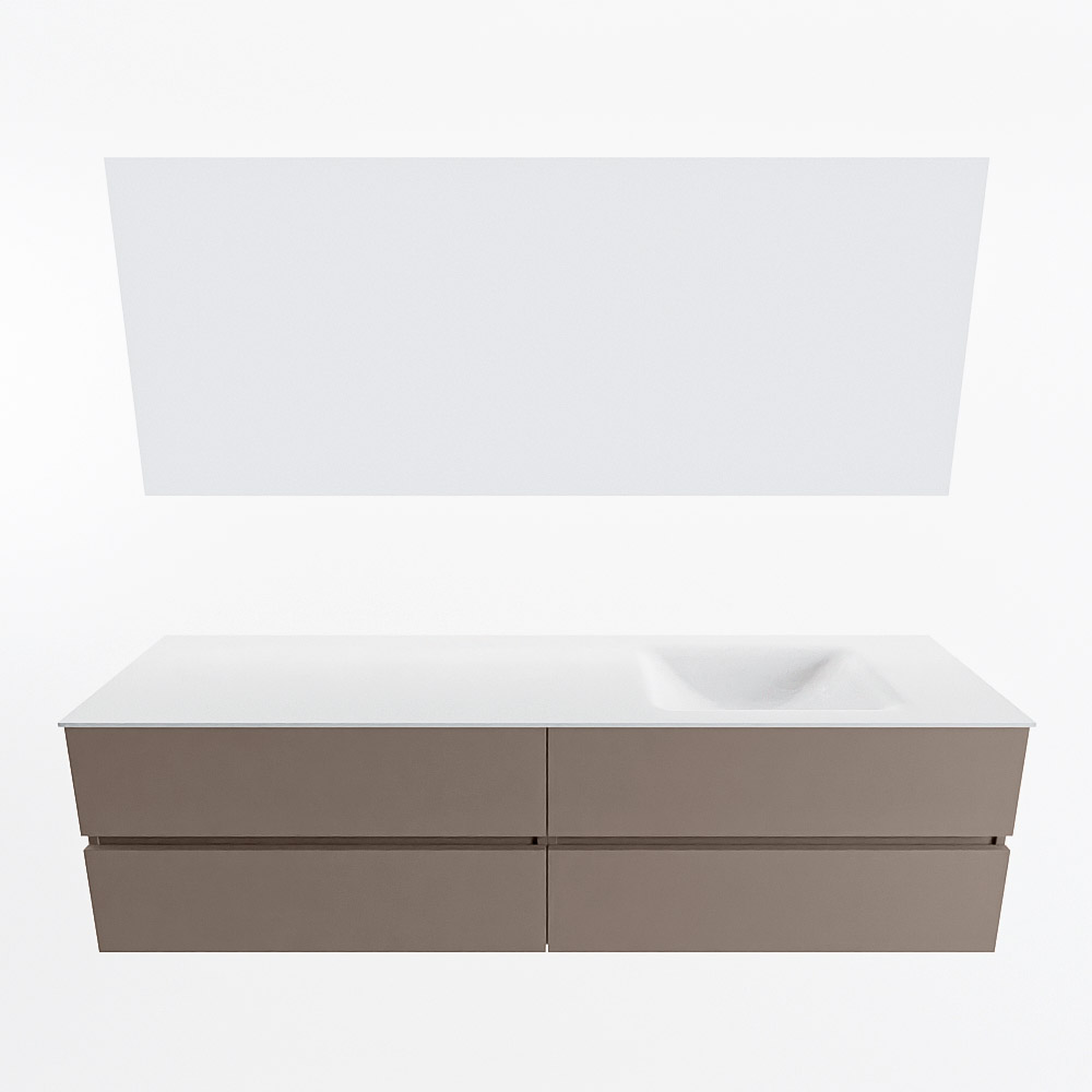 MONDIAZ VICA 180cm mueble de baño Smoke 4 cajones. Lavabo CLOUD Derecho sin orificio color Talc con espejo LED. 5 MONDIAZ VICA 180cm mueble de baño Smoke 4 cajones. Lavabo CLOUD Derecho sin orificio color Talc con espejo LED. - Imagen 5