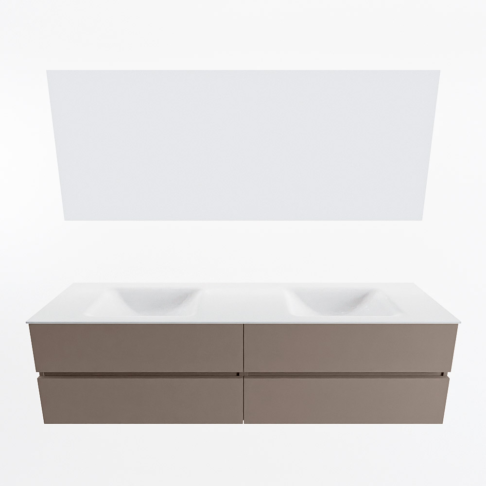 MONDIAZ VICA 180cm mueble de baño Smoke 4 cajones. Lavabo CLOUD Doble sin orificio color Talc con espejo LED. 5 MONDIAZ VICA 180cm mueble de baño Smoke 4 cajones. Lavabo CLOUD Doble sin orificio color Talc con espejo LED. - Imagen 5