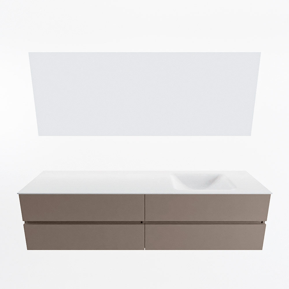 MONDIAZ VICA 190cm mueble de baño Smoke 4 cajones. Lavabo CLOUD Derecho sin orificio color Talc con espejo LED. 5 MONDIAZ VICA 190cm mueble de baño Smoke 4 cajones. Lavabo CLOUD Derecho sin orificio color Talc con espejo LED. - Imagen 5