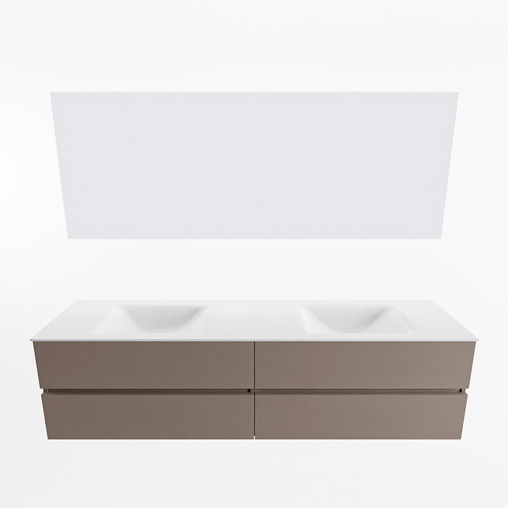 MONDIAZ VICA 190cm mueble de baño Smoke 4 cajones. Lavabo CLOUD Doble sin orificio color Talc con espejo LED. 5 MONDIAZ VICA 190cm mueble de baño Smoke 4 cajones. Lavabo CLOUD Doble sin orificio color Talc con espejo LED. - Imagen 5