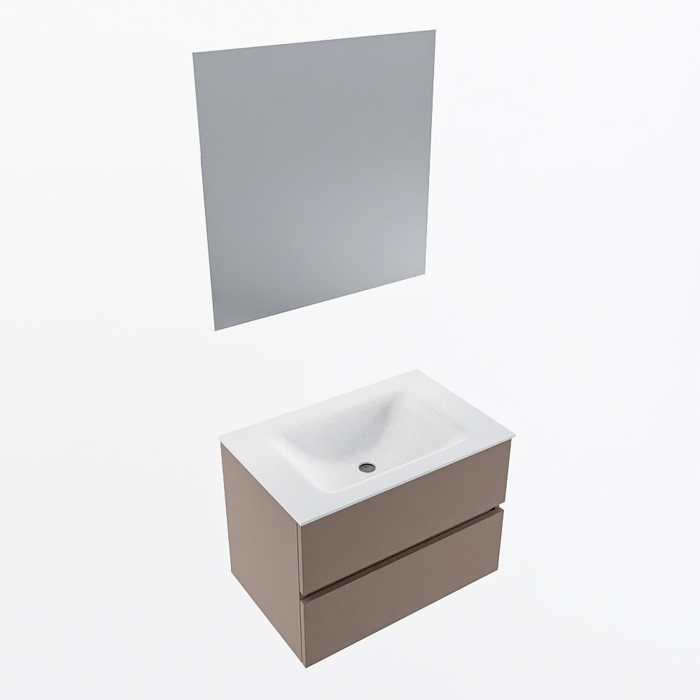 MONDIAZ VICA 70cm mueble de baño Smoke 2 cajones. Lavabo CLOUD Centro 1 orificio color Talc con espejo LED. 6 MONDIAZ VICA 70cm mueble de baño Smoke 2 cajones. Lavabo CLOUD Centro 1 orificio color Talc con espejo LED. - Imagen 6