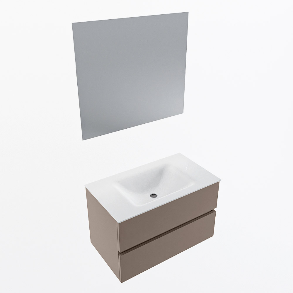 MONDIAZ VICA 80cm mueble de baño Smoke 2 cajones. Lavabo CLOUD Centro 1 orificio color Talc con espejo LED. 6 MONDIAZ VICA 80cm mueble de baño Smoke 2 cajones. Lavabo CLOUD Centro 1 orificio color Talc con espejo LED. - Imagen 6