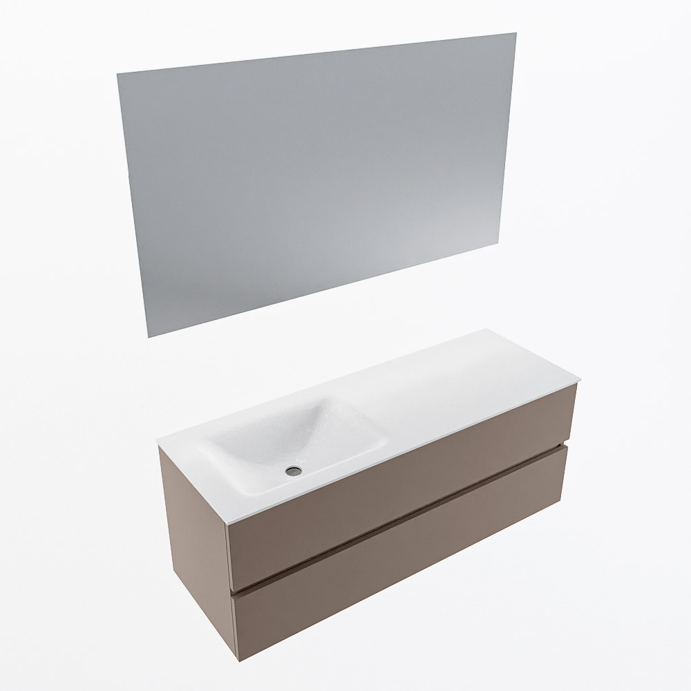 MONDIAZ VICA 130cm mueble de baño Smoke 2 cajones. Lavabo CLOUD Izquierda 1 orificio color Talc con espejo LED. 5 MONDIAZ VICA 130cm mueble de baño Smoke 2 cajones. Lavabo CLOUD Izquierda 1 orificio color Talc con espejo LED. - Imagen 6