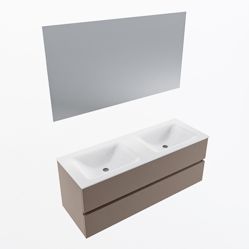 MONDIAZ VICA 130cm mueble de baño Smoke 2 cajones. Lavabo CLOUD Doble 2 orificios color Talc con espejo LED. 5 MONDIAZ VICA 130cm mueble de baño Smoke 2 cajones. Lavabo CLOUD Doble 2 orificios color Talc con espejo LED. - Imagen 6
