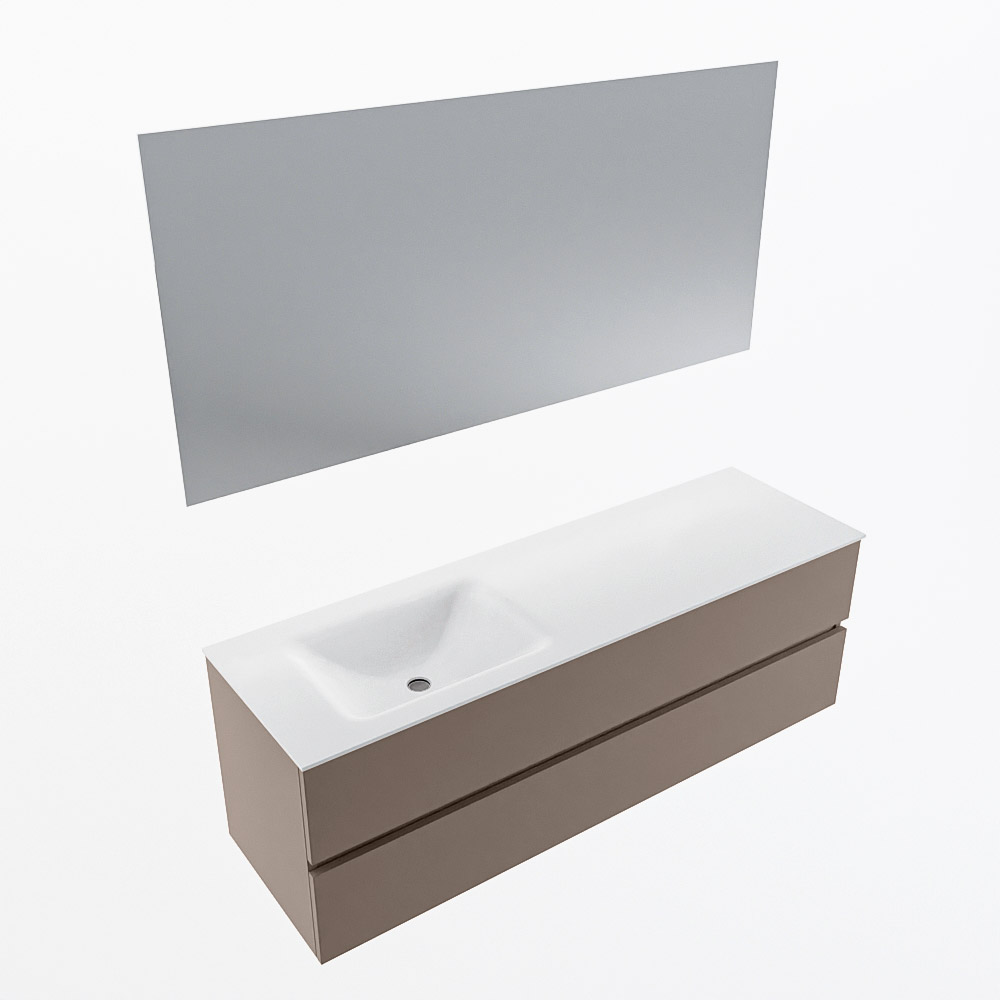 MONDIAZ VICA 150cm mueble de baño Smoke 2 cajones. Lavabo CLOUD Izquierda sin orificio color Talc con espejo LED. 6 MONDIAZ VICA 150cm mueble de baño Smoke 2 cajones. Lavabo CLOUD Izquierda sin orificio color Talc con espejo LED. - Imagen 6