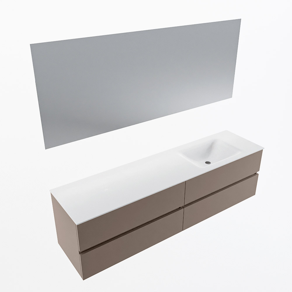 MONDIAZ VICA 180cm mueble de baño Smoke 4 cajones. Lavabo CLOUD Derecho sin orificio color Talc con espejo LED. 6 MONDIAZ VICA 180cm mueble de baño Smoke 4 cajones. Lavabo CLOUD Derecho sin orificio color Talc con espejo LED. - Imagen 6