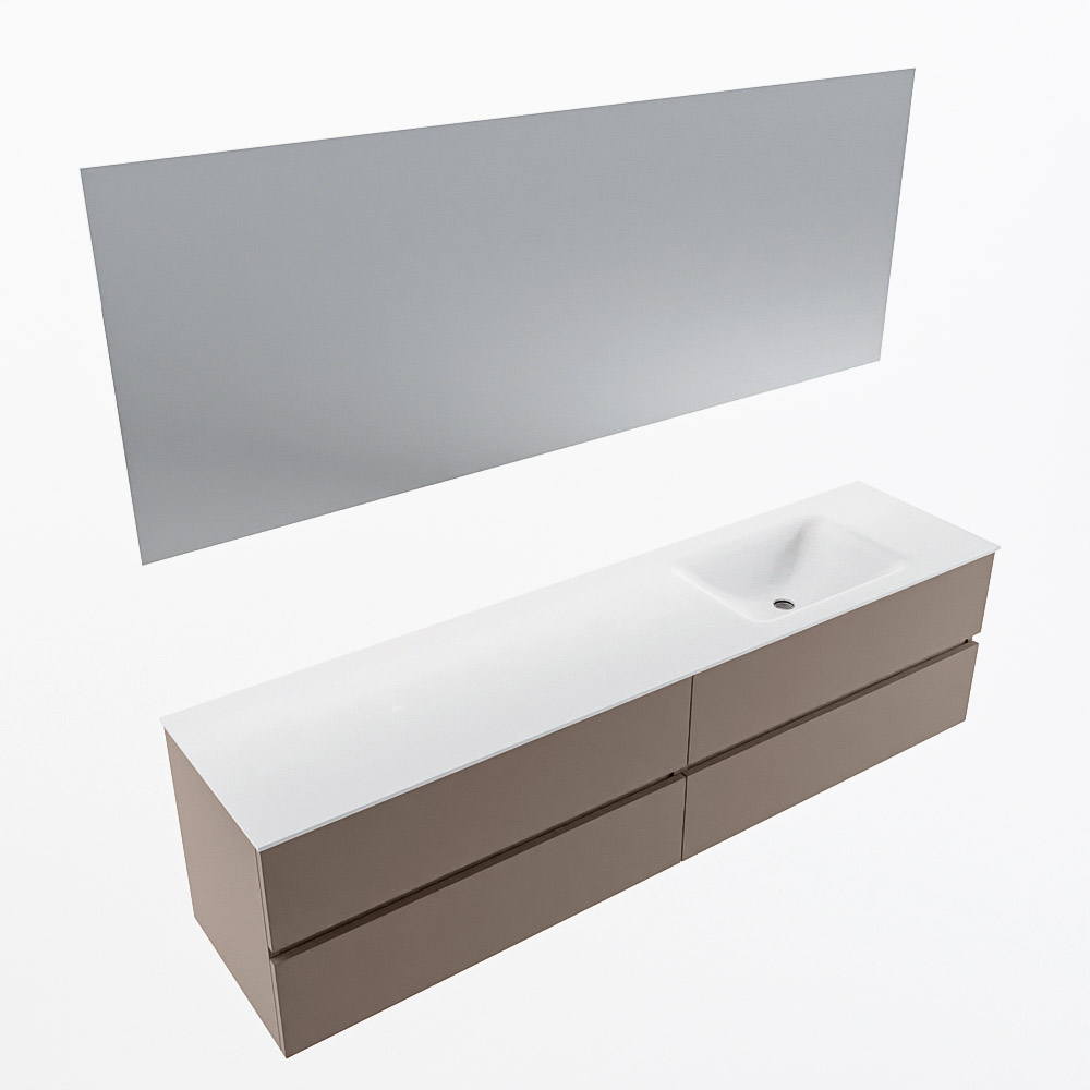MONDIAZ VICA 190cm mueble de baño Smoke 4 cajones. Lavabo CLOUD Derecho sin orificio color Talc con espejo LED. 6 MONDIAZ VICA 190cm mueble de baño Smoke 4 cajones. Lavabo CLOUD Derecho sin orificio color Talc con espejo LED. - Imagen 6