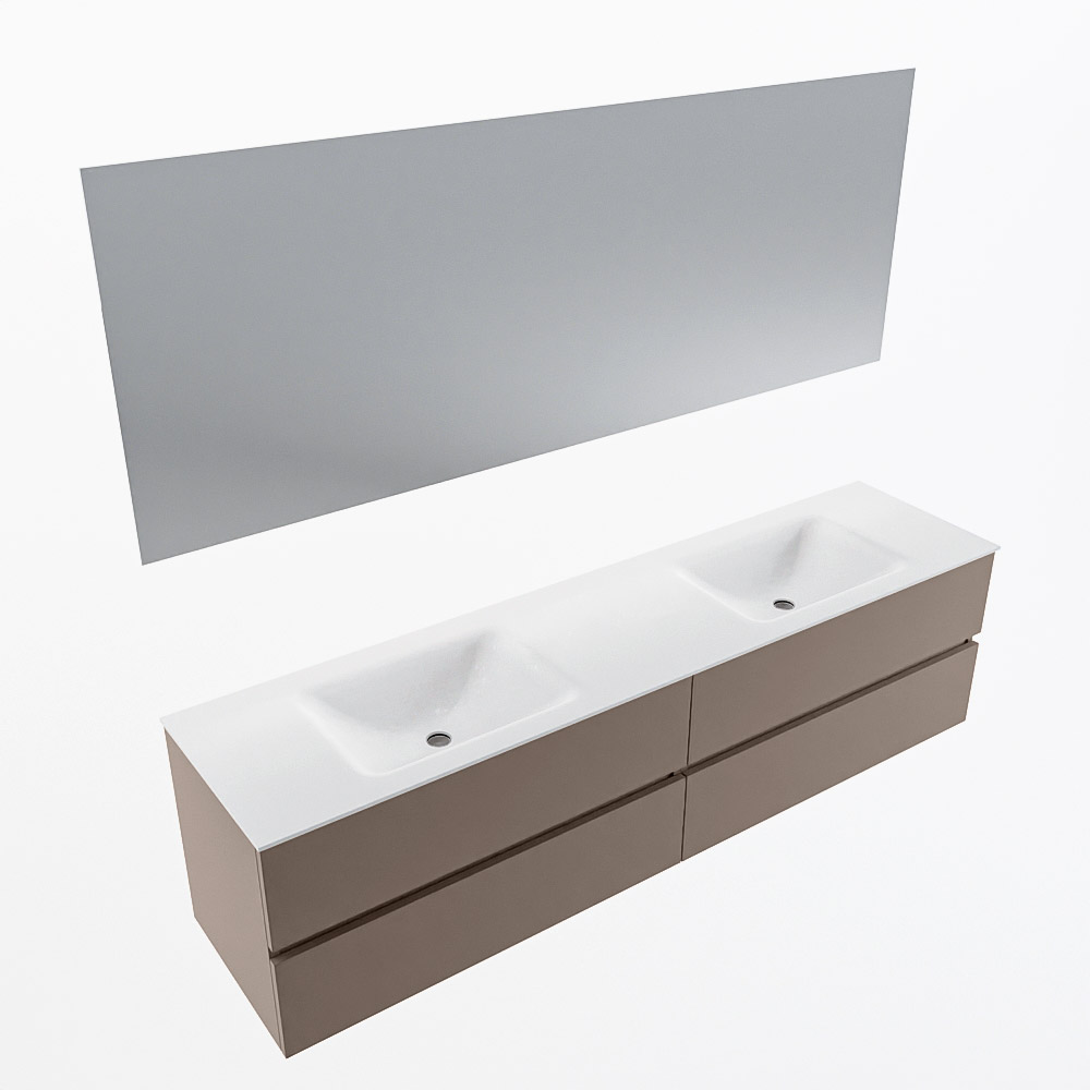 MONDIAZ VICA 190cm mueble de baño Smoke 4 cajones. Lavabo CLOUD Doble sin orificio color Talc con espejo LED. 6 MONDIAZ VICA 190cm mueble de baño Smoke 4 cajones. Lavabo CLOUD Doble sin orificio color Talc con espejo LED. - Imagen 6