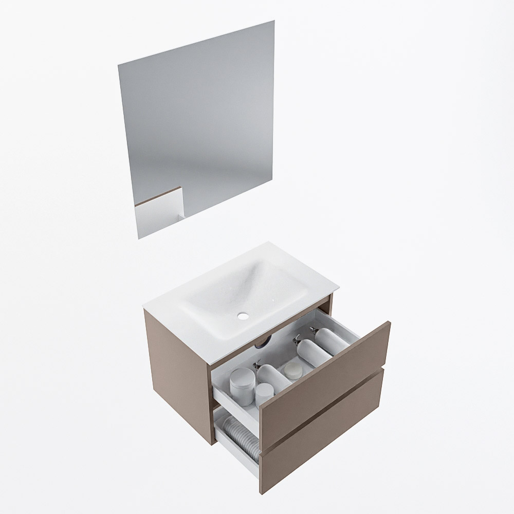 MONDIAZ VICA 70cm mueble de baño Smoke 2 cajones. Lavabo CLOUD Centro 1 orificio color Talc con espejo LED. 7 MONDIAZ VICA 70cm mueble de baño Smoke 2 cajones. Lavabo CLOUD Centro 1 orificio color Talc con espejo LED. - Imagen 7