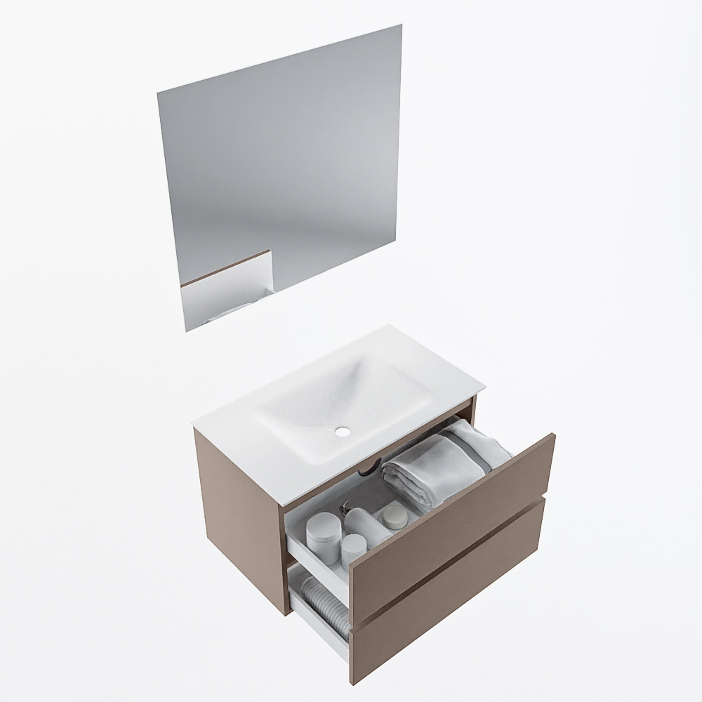 MONDIAZ VICA 80cm mueble de baño Smoke 2 cajones. Lavabo CLOUD Centro 1 orificio color Talc con espejo LED. 7 MONDIAZ VICA 80cm mueble de baño Smoke 2 cajones. Lavabo CLOUD Centro 1 orificio color Talc con espejo LED. - Imagen 7