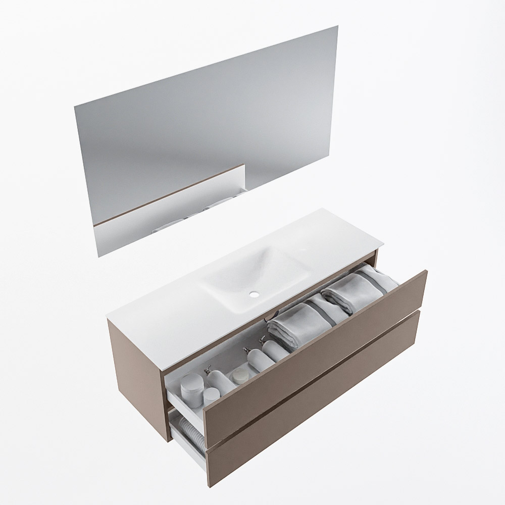 MONDIAZ VICA 140cm mueble de baño Smoke 2 cajones. Lavabo CLOUD Centro 1 orificio color Talc con espejo LED. 6 MONDIAZ VICA 140cm mueble de baño Smoke 2 cajones. Lavabo CLOUD Centro 1 orificio color Talc con espejo LED. - Imagen 7
