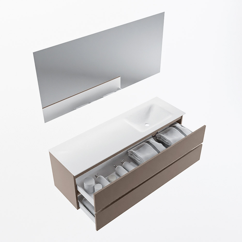 MONDIAZ VICA 150cm mueble de baño Smoke 2 cajones. Lavabo CLOUD Derecho 1 orificio color Talc con espejo LED. 7 MONDIAZ VICA 150cm mueble de baño Smoke 2 cajones. Lavabo CLOUD Derecho 1 orificio color Talc con espejo LED. - Imagen 7