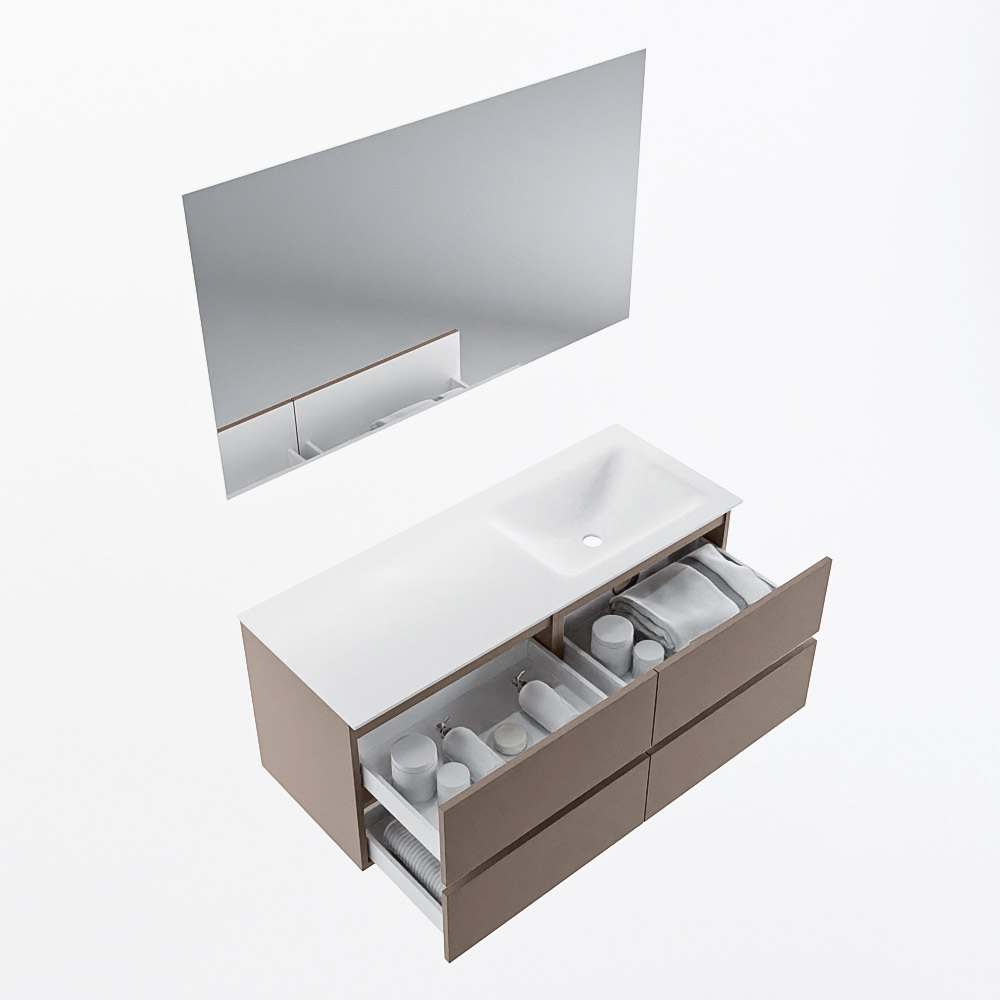 MONDIAZ VICA 120cm mueble de baño Smoke 4 cajones. Lavabo CLOUD Derecho 1 orificio color Talc con espejo LED. 7 MONDIAZ VICA 120cm mueble de baño Smoke 4 cajones. Lavabo CLOUD Derecho 1 orificio color Talc con espejo LED. - Imagen 7