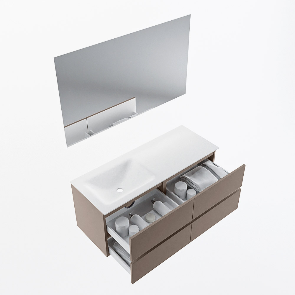 MONDIAZ VICA 120cm mueble de baño Smoke 4 cajones. Lavabo CLOUD Izquierda sin orificio color Talc con espejo LED. 7 MONDIAZ VICA 120cm mueble de baño Smoke 4 cajones. Lavabo CLOUD Izquierda sin orificio color Talc con espejo LED. - Imagen 7